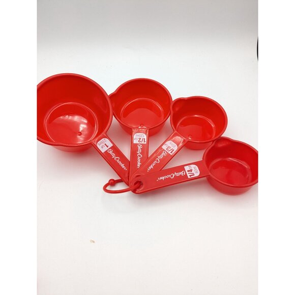 Vintage Betty Crocker Nesting Hanging Measuring Cups And Spoons Red - Picture 3 of 7